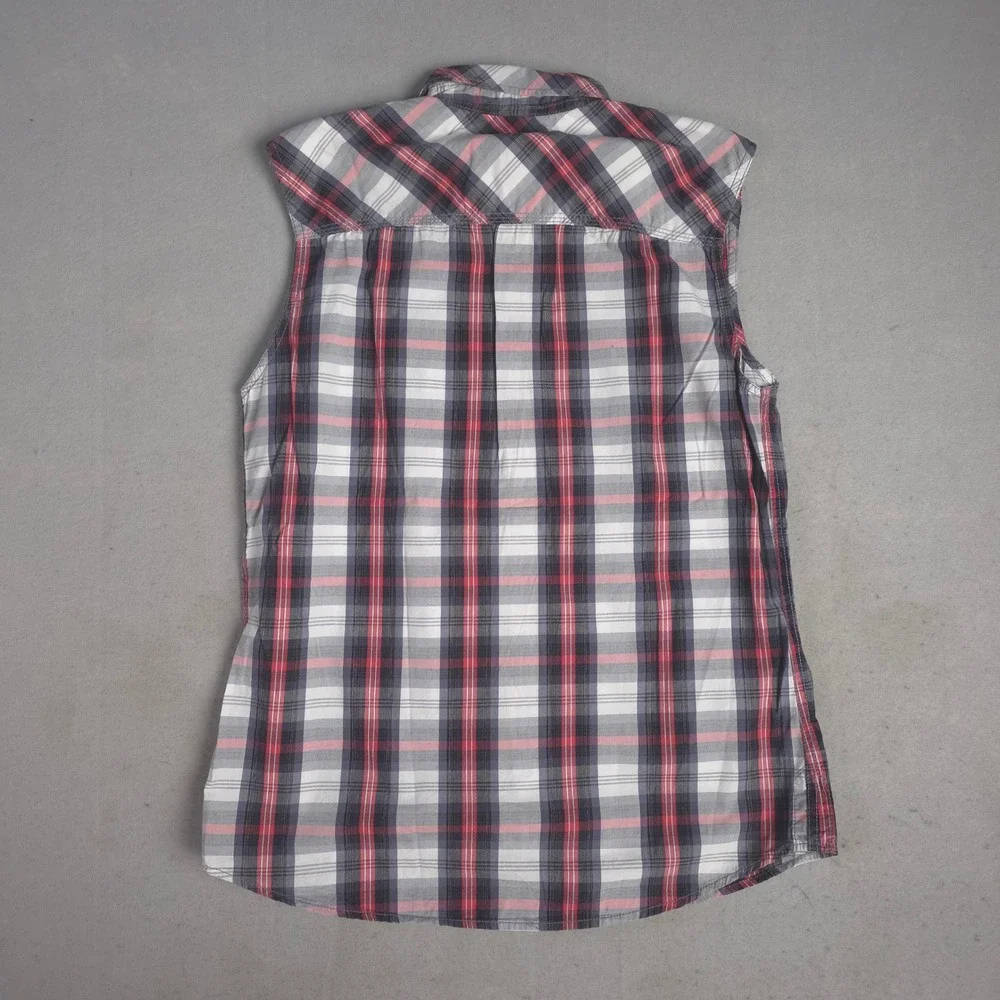 Buffalo David Bitton Mens Plaid Sleeveless‎ Shirt Casual Button Down Medium